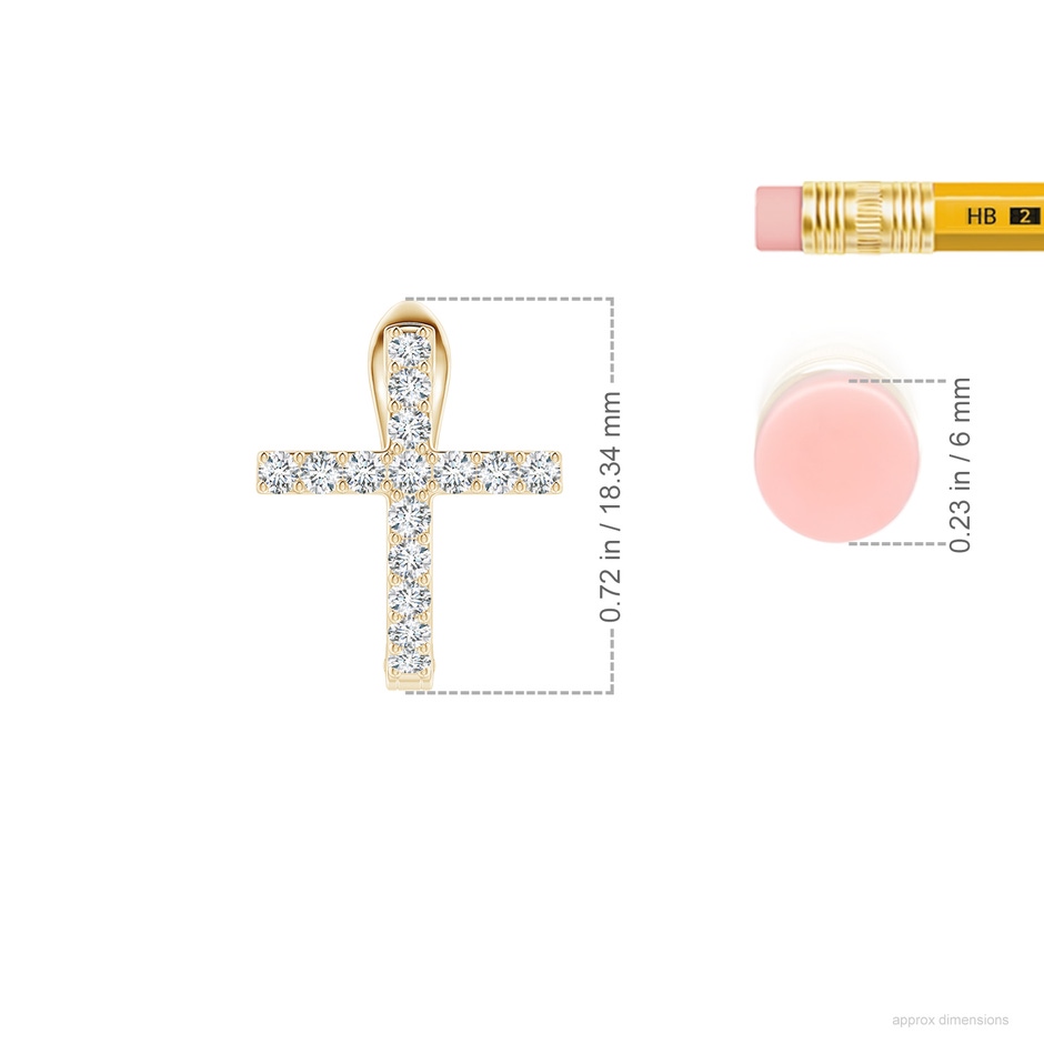 1.8mm FGVS Lab-Grown Prong-Set Diamond Cross Hoop Earrings in Yellow Gold ruler