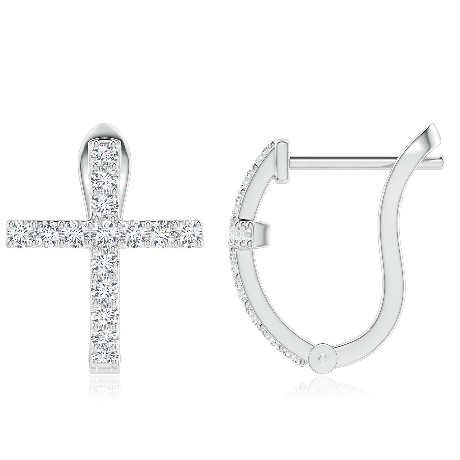 2mm FGVS Lab-Grown Prong-Set Diamond Cross Hoop Earrings in P950 Platinum