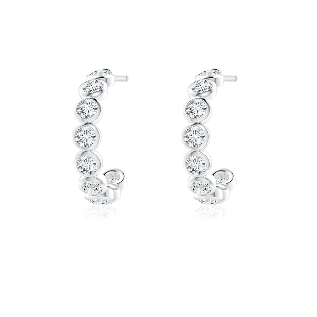2.4mm FGVS Lab-Grown Bezel-Set Diamond Huggie Hoop Earrings in White Gold - side 199