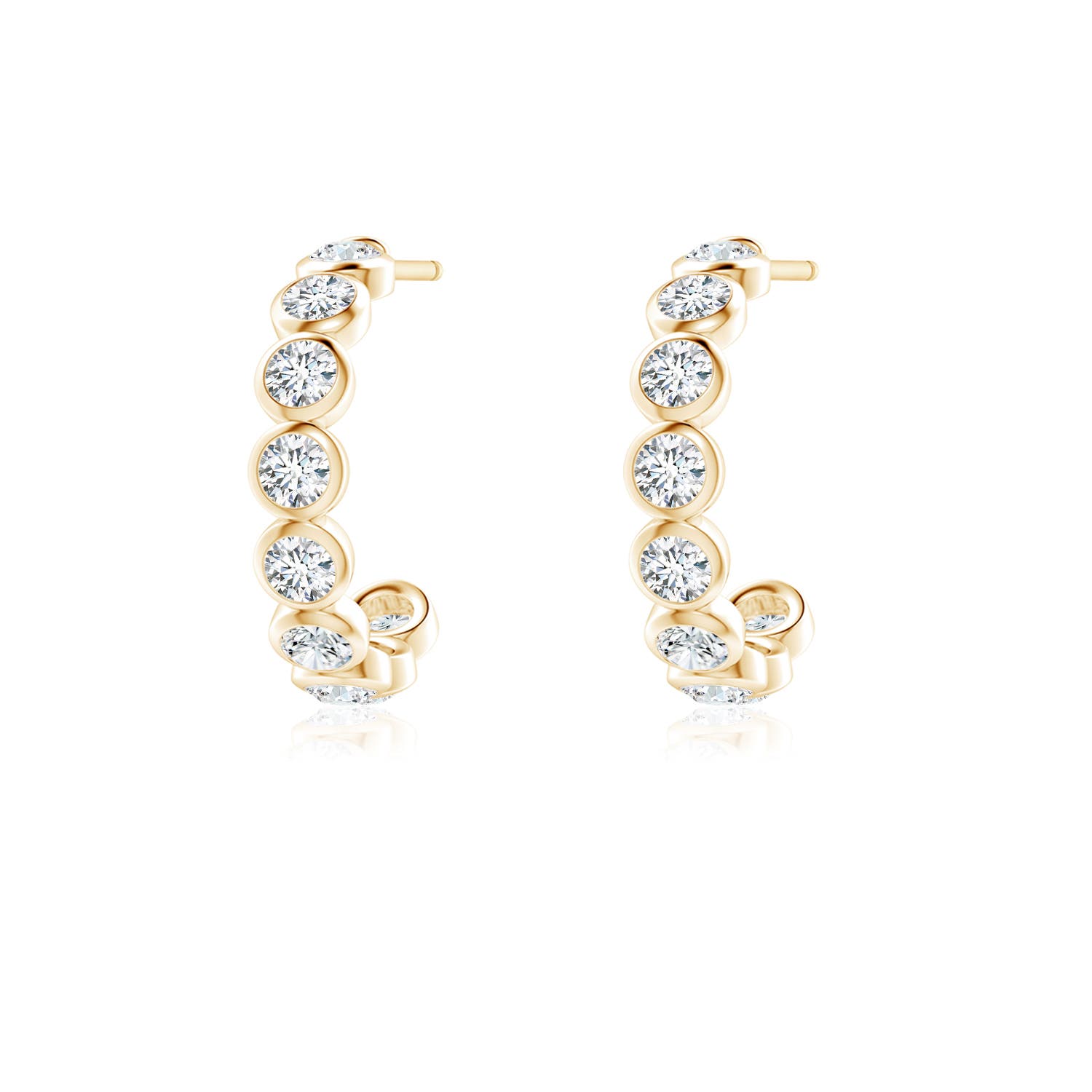2.4mm FGVS Lab-Grown Bezel-Set Diamond Huggie Hoop Earrings in Yellow Gold