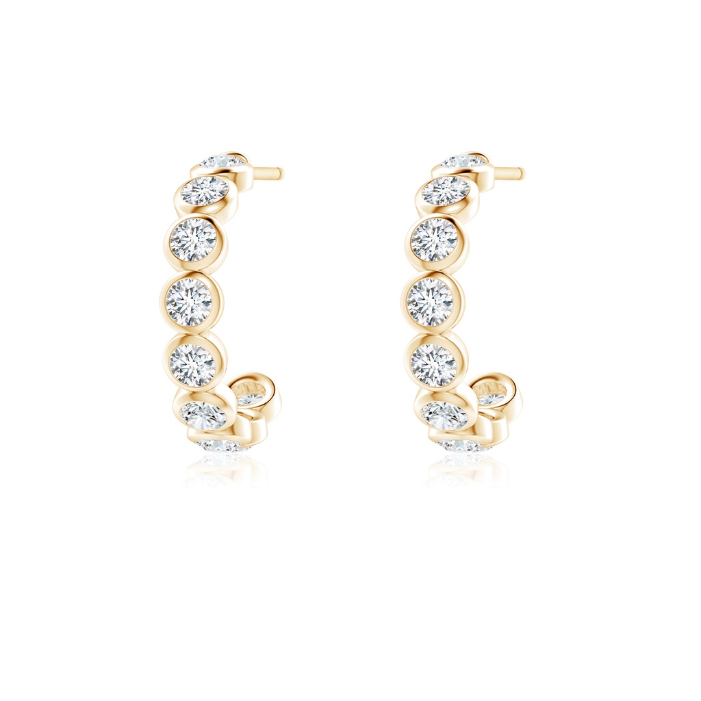 2.4mm FGVS Lab-Grown Bezel-Set Diamond Huggie Hoop Earrings in Yellow Gold - side 199