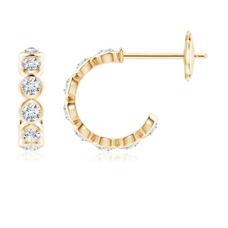 3.2mm FGVS Lab-Grown Bezel-Set Diamond Huggie Hoop Earrings in 18K Yellow Gold