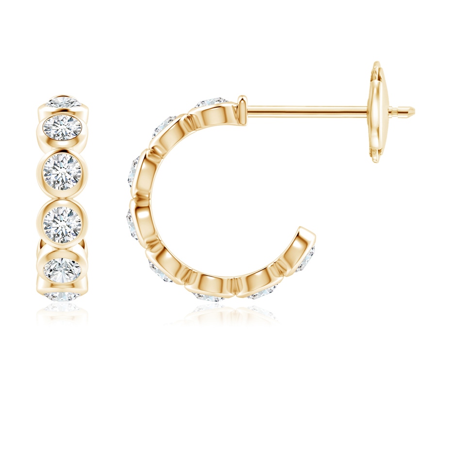 3.2mm FGVS Lab-Grown Bezel-Set Diamond Huggie Hoop Earrings in 18K Yellow Gold 