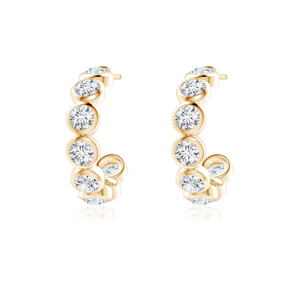 3.2mm FGVS Lab-Grown Bezel-Set Diamond Huggie Hoop Earrings in 18K Yellow Gold - side 199