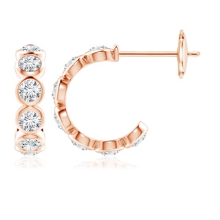 3.9mm FGVS Lab-Grown Bezel-Set Diamond Huggie Hoop Earrings in 18K Rose Gold