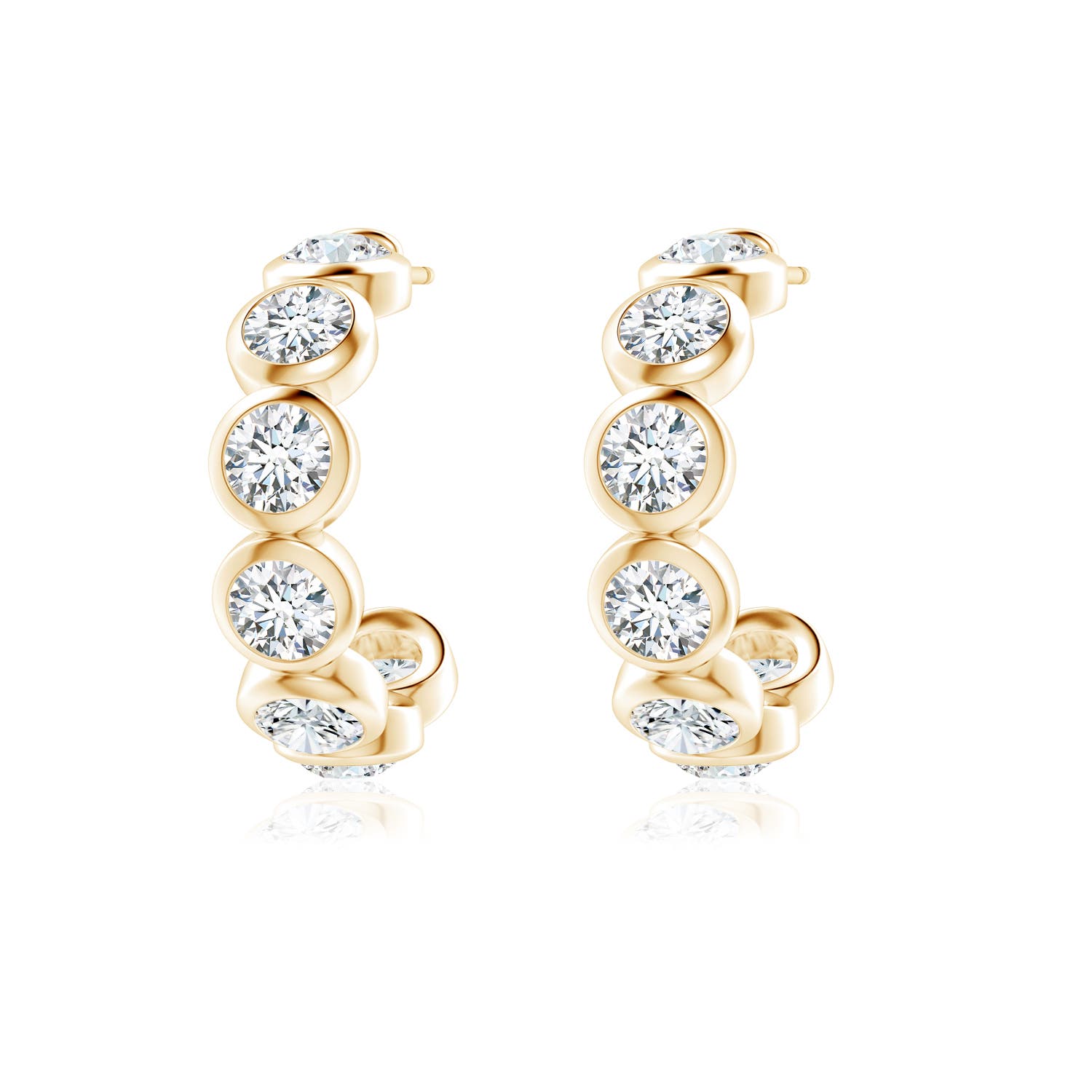 3.9mm FGVS Lab-Grown Bezel-Set Diamond Huggie Hoop Earrings in 18K Yellow Gold