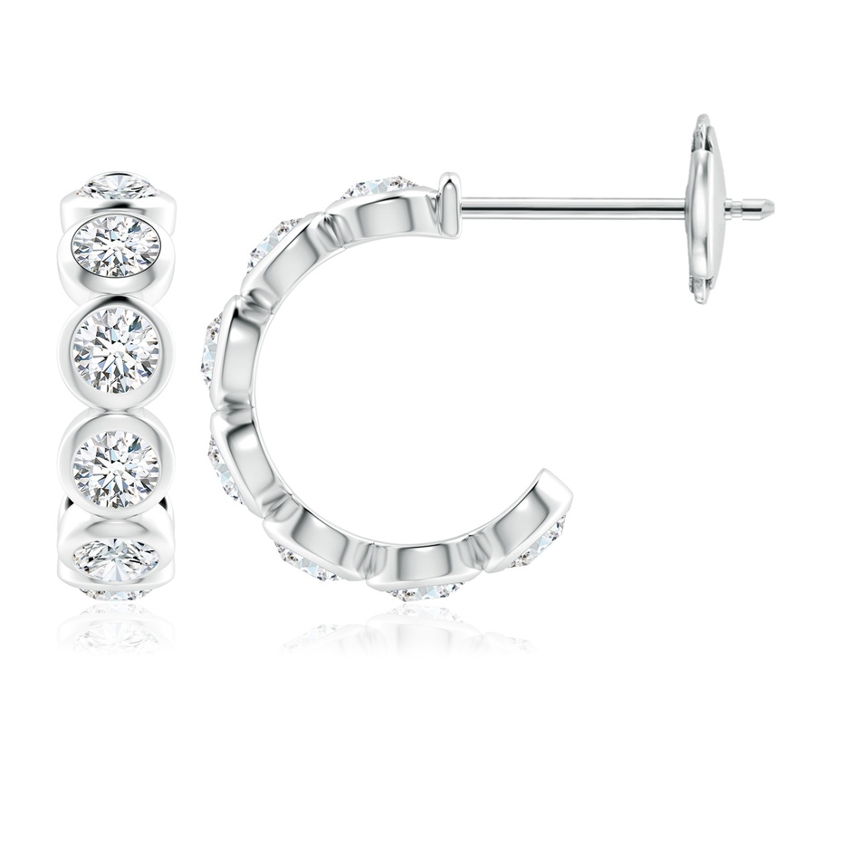 3.9mm FGVS Lab-Grown Bezel-Set Diamond Huggie Hoop Earrings in White Gold 