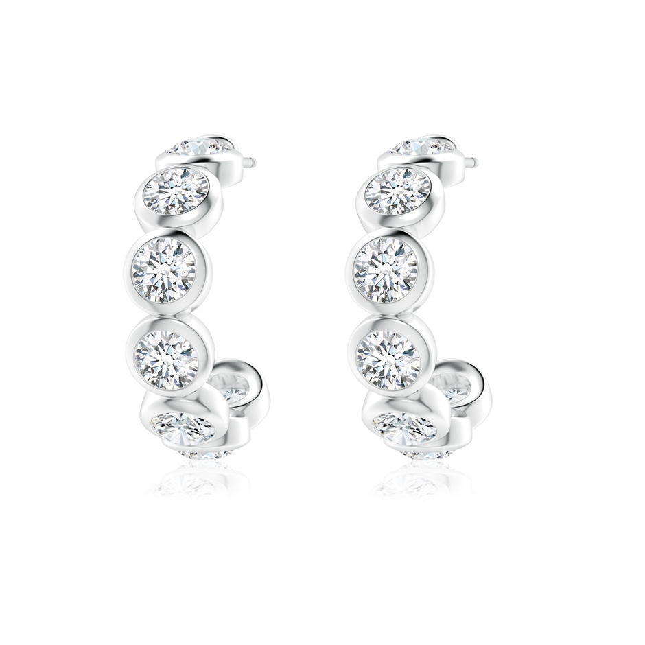 3.9mm FGVS Lab-Grown Bezel-Set Diamond Huggie Hoop Earrings in White Gold side 199
