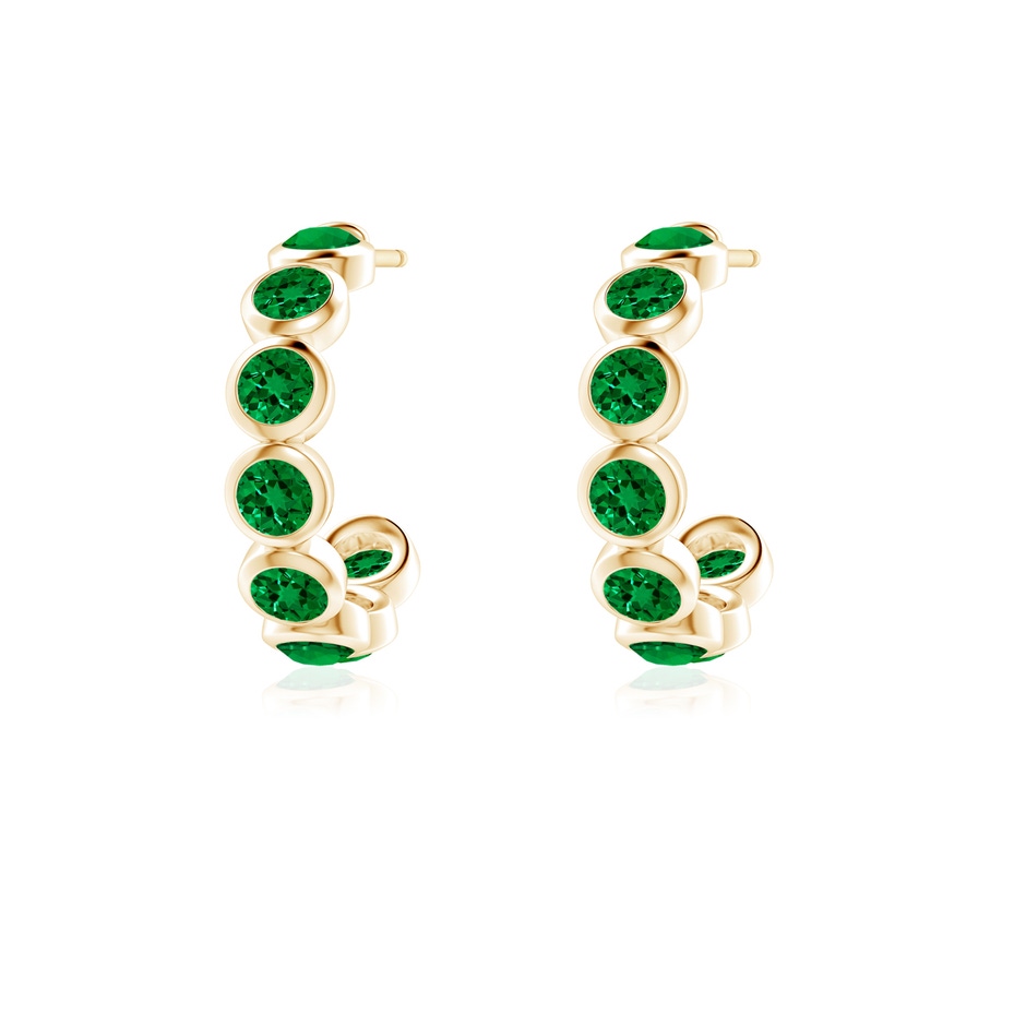 3mm Labgrown Lab-Grown Bezel-Set Emerald Huggie Hoop Earrings in Yellow Gold side 199