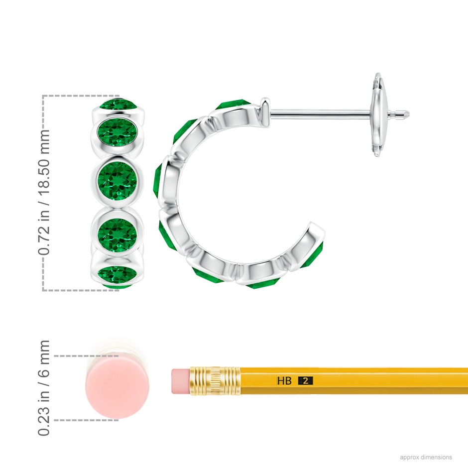 4mm Labgrown Lab-Grown Bezel-Set Emerald Huggie Hoop Earrings in White Gold ruler