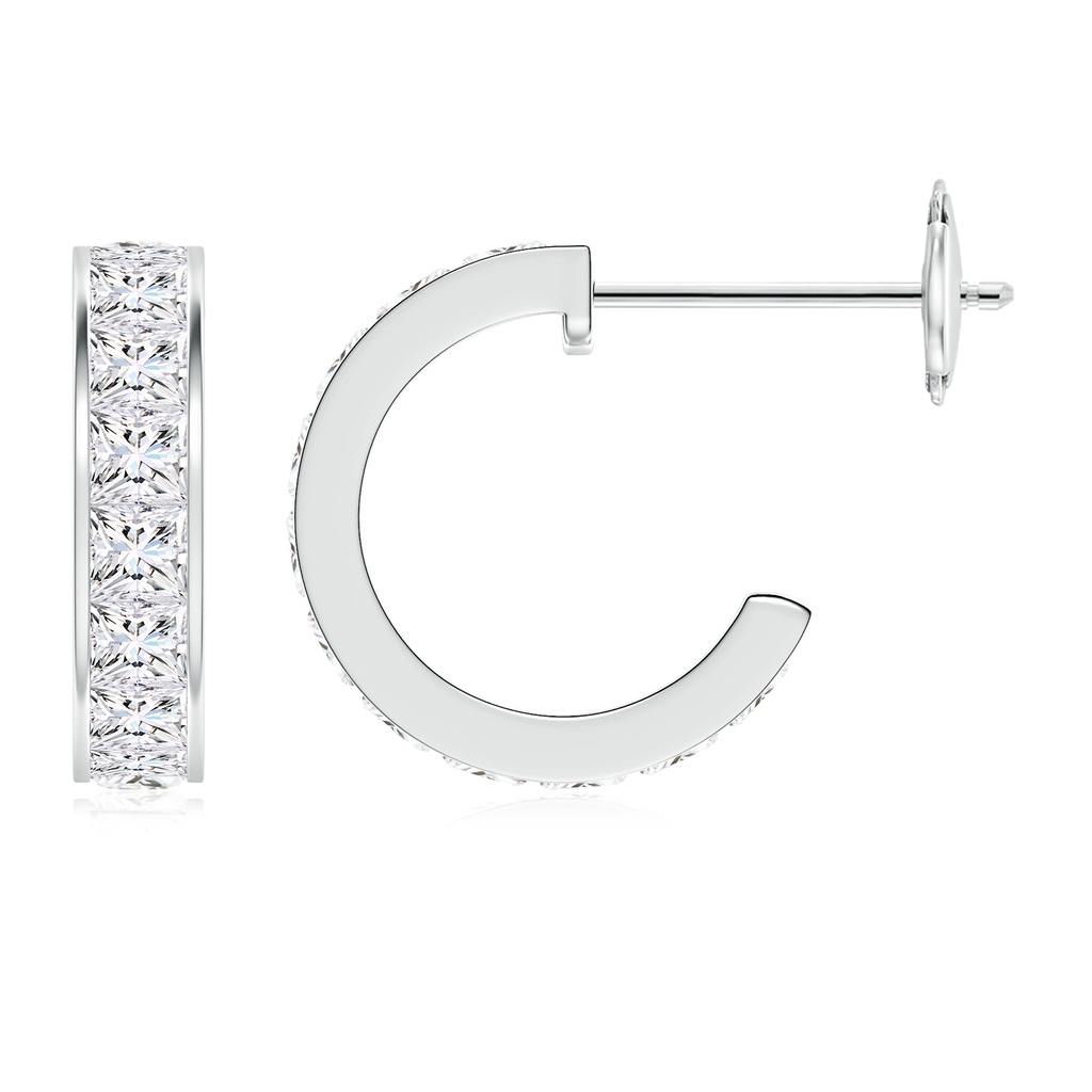 2.2mm FGVS Lab-Grown Channel-Set Princess Diamond Huggie Hoop Earrings in White Gold