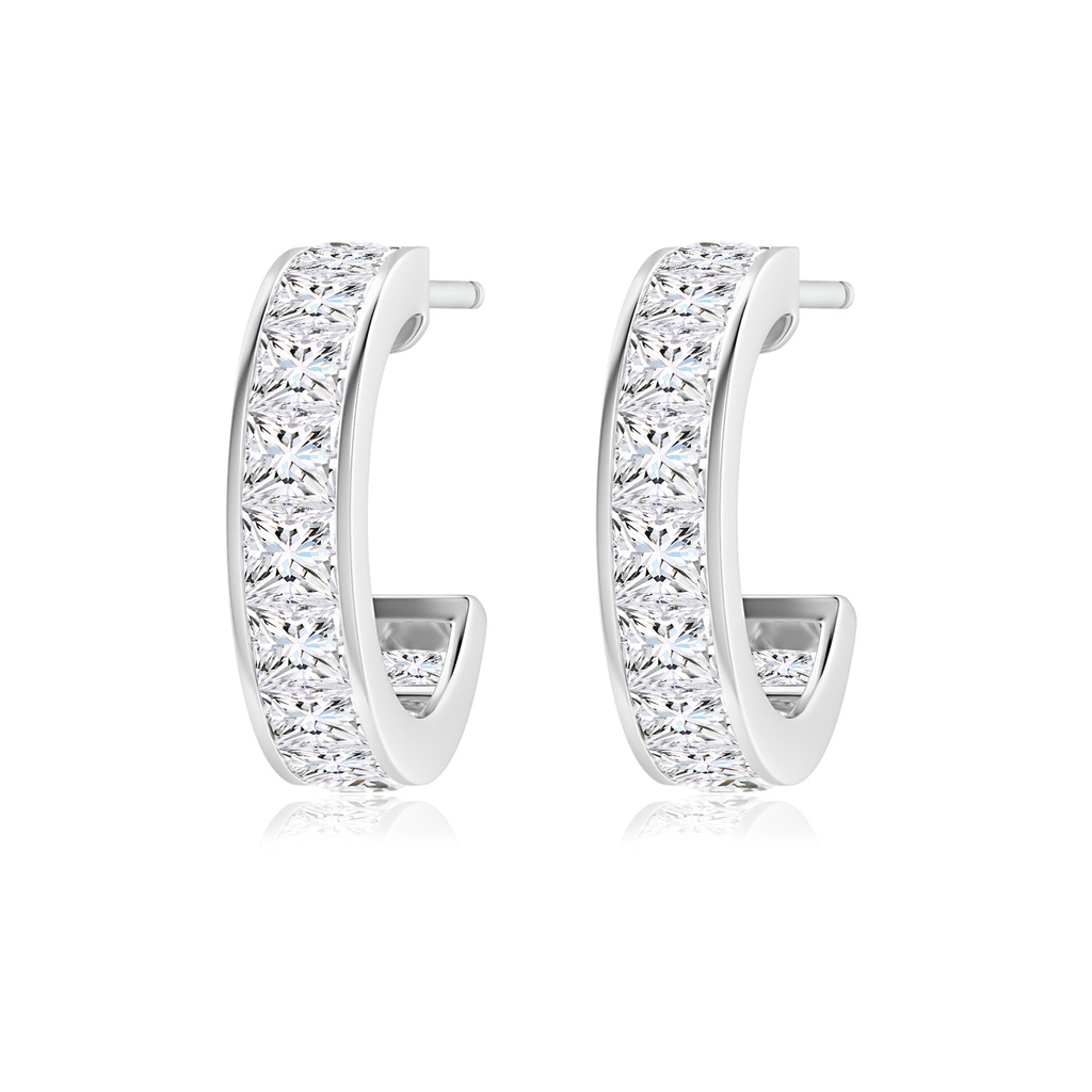 2.2mm FGVS Lab-Grown Channel-Set Princess Diamond Huggie Hoop Earrings in White Gold - side 199