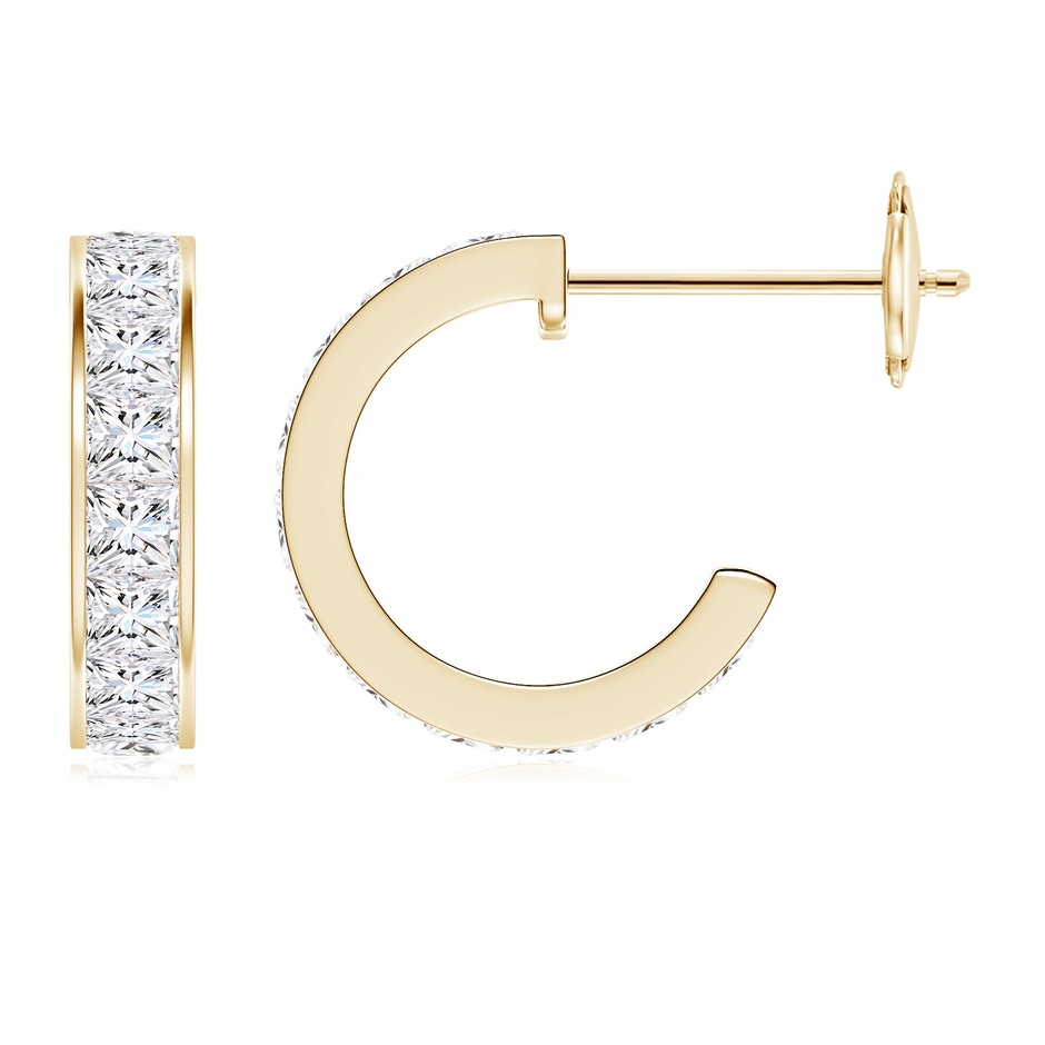 2.2mm FGVS Lab-Grown Channel-Set Princess Diamond Huggie Hoop Earrings in Yellow Gold 