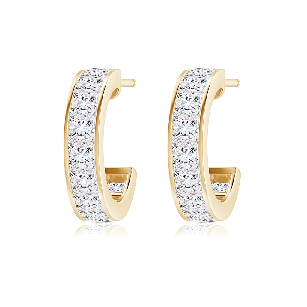 2.2mm FGVS Lab-Grown Channel-Set Princess Diamond Huggie Hoop Earrings in Yellow Gold - side 199