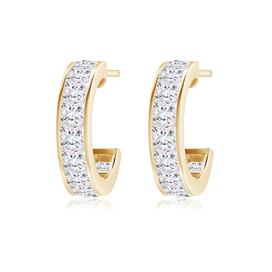 2.2mm FGVS Lab-Grown Channel-Set Princess Diamond Huggie Hoop Earrings in Yellow Gold side 199