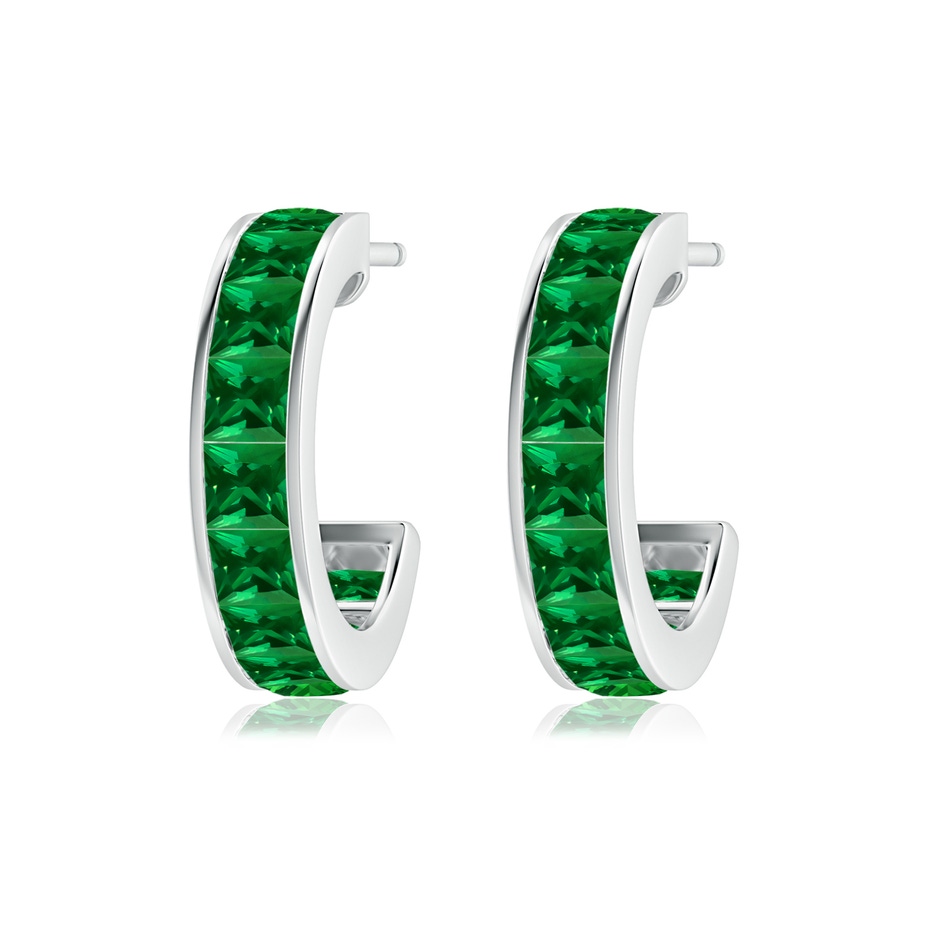 2.5mm Labgrown Lab-Grown Channel-Set Square Emerald Huggie Hoop Earrings in White Gold side 199