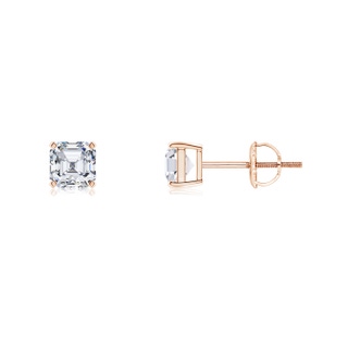 3.5mm FGVS Lab-Grown-Asscher-Cut Diamond Solitaire Stud Earrings in 18K Rose Gold