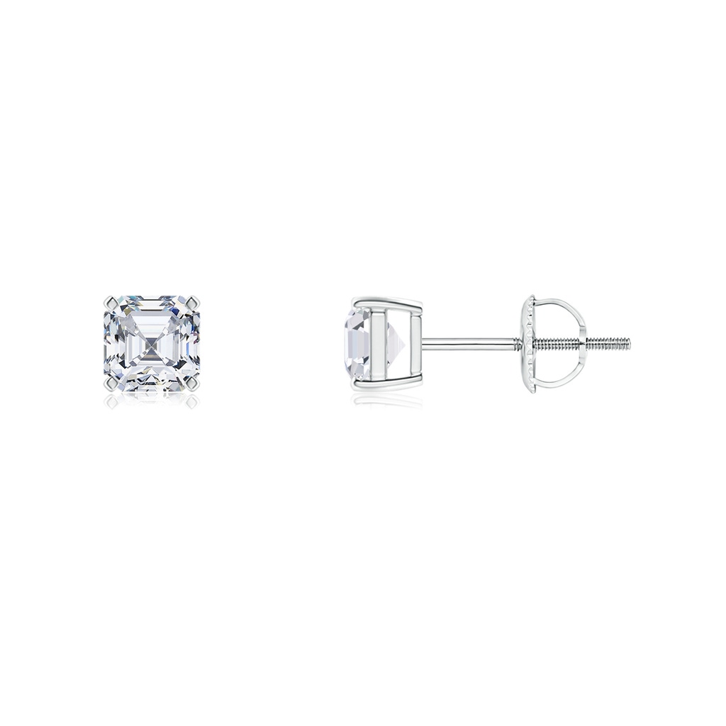 3.5mm FGVS Lab-Grown-Asscher-Cut Diamond Solitaire Stud Earrings in White Gold
