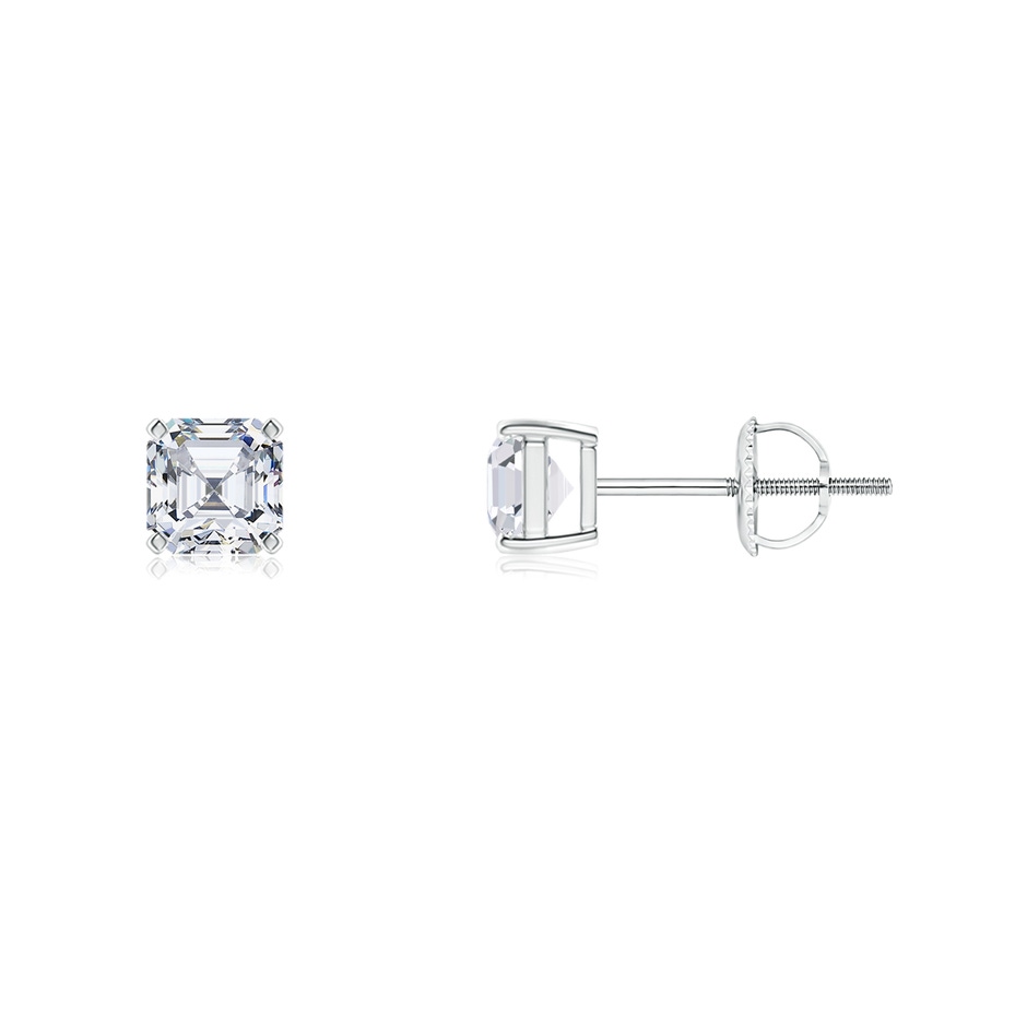 3.5mm FGVS Lab-Grown-Asscher-Cut Diamond Solitaire Stud Earrings in White Gold 