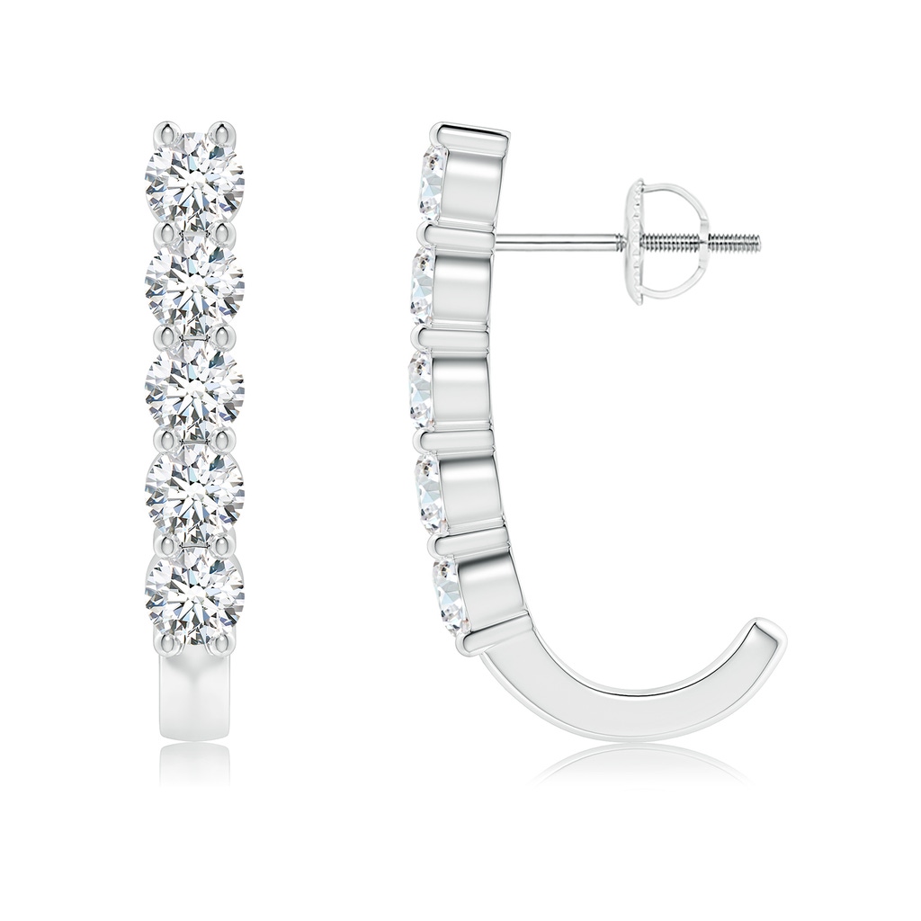 3.4mm FGVS Lab-Grown Round Diamond J-Hoop Earrings in White Gold