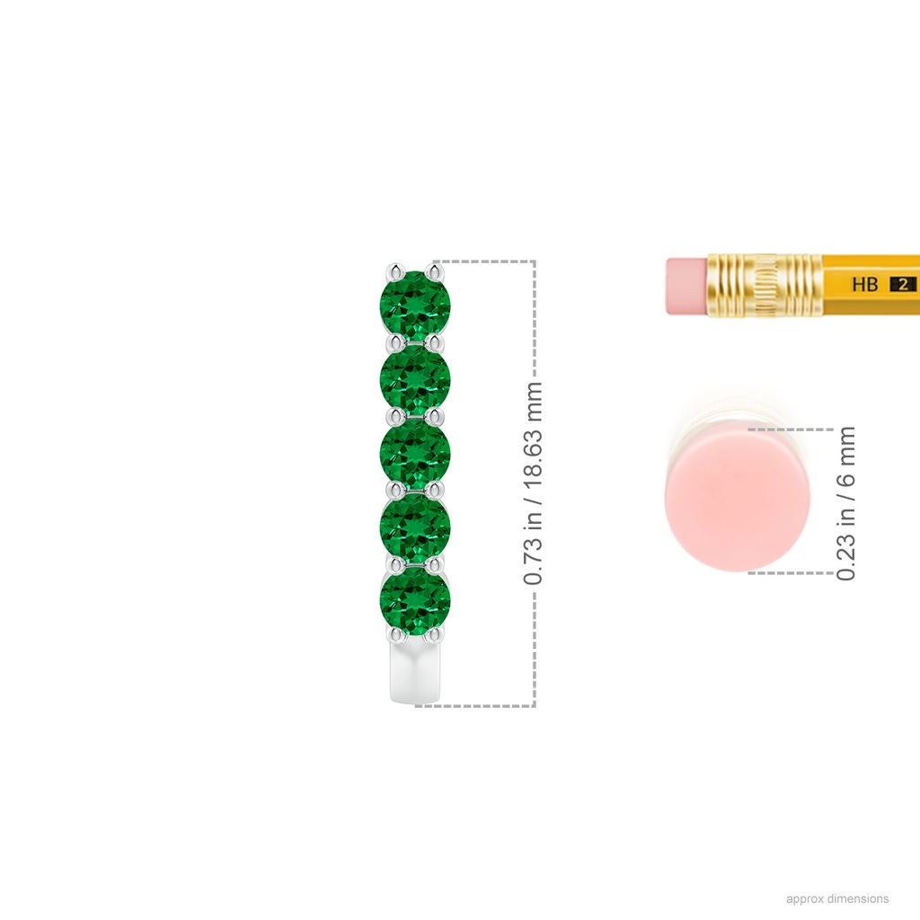 3mm Labgrown Lab-Grown Round Emerald J-Hoop Earrings in White Gold ruler
