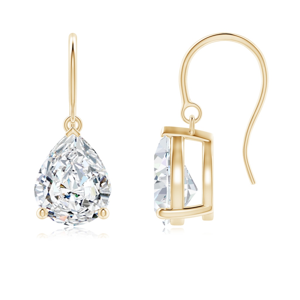 10x6.5mm FGVS Lab-Grown Pear-Shaped Diamond Solitaire Drop Earrings in Yellow Gold