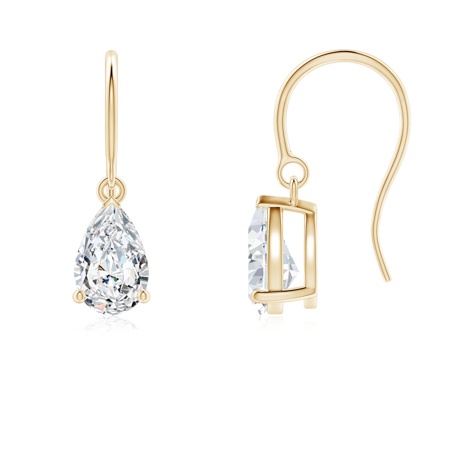 8x5mm FGVS Lab-Grown Pear-Shaped Diamond Solitaire Drop Earrings in Yellow Gold 