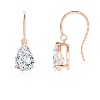 9x5.5mm FGVS Lab-Grown Pear-Shaped Diamond Solitaire Drop Earrings in 9K Rose Gold