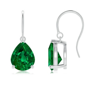 10x8mm Labgrown Lab-Grown Pear-Shaped Emerald Solitaire Drop Earrings in P950 Platinum