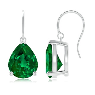 12x10mm Labgrown Lab-Grown Pear-Shaped Emerald Solitaire Drop Earrings in P950 Platinum