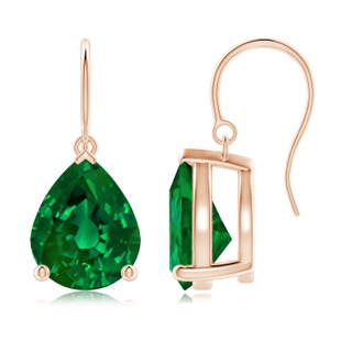 12x10mm Labgrown Lab-Grown Pear-Shaped Emerald Solitaire Drop Earrings in Rose Gold