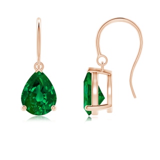 9x7mm Labgrown Lab-Grown Pear-Shaped Emerald Solitaire Drop Earrings in Rose Gold