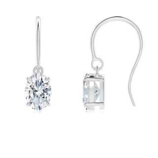 6.5x4.5mm FGVS Lab-Grown Oval Diamond Solitaire Drop Earrings in P950 Platinum