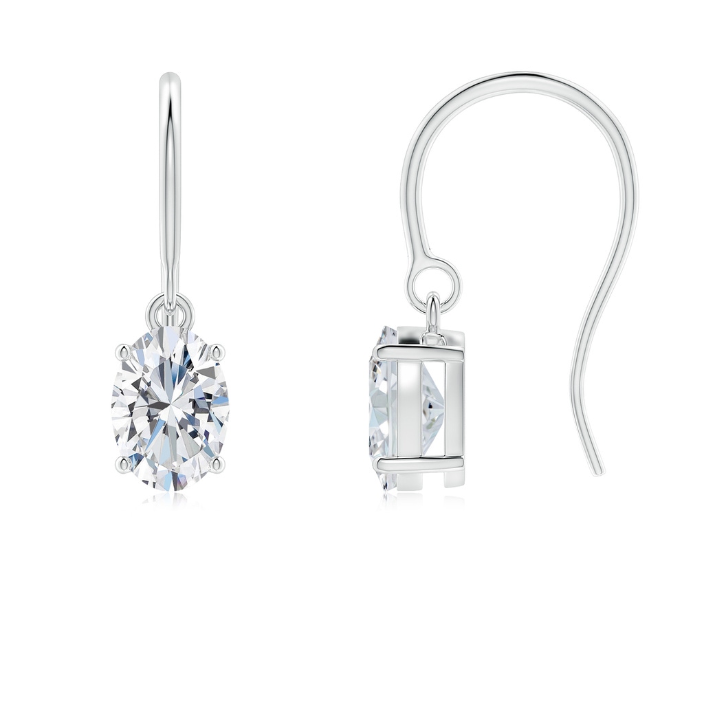 6.5x4.5mm FGVS Lab-Grown Oval Diamond Solitaire Drop Earrings in White Gold