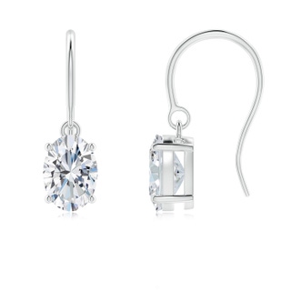 7.3x5.2mm FGVS Lab-Grown Oval Diamond Solitaire Drop Earrings in P950 Platinum