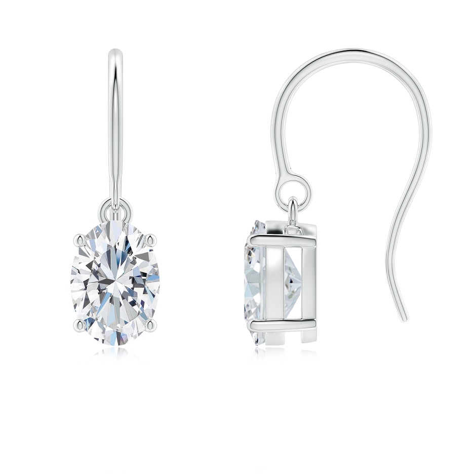7.3x5.2mm FGVS Lab-Grown Oval Diamond Solitaire Drop Earrings in P950 Platinum 