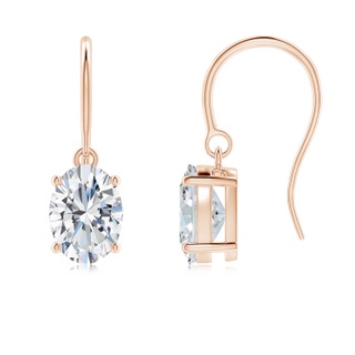 7.7x5.7mm FGVS Lab-Grown Oval Diamond Solitaire Drop Earrings in Rose Gold