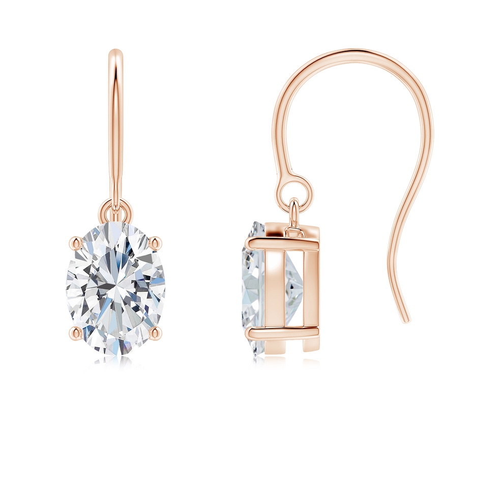 7.7x5.7mm FGVS Lab-Grown Oval Diamond Solitaire Drop Earrings in Rose Gold 