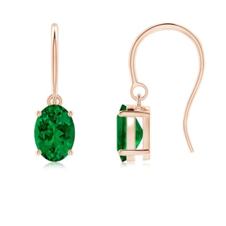 7x5mm Labgrown Lab-Grown Oval Emerald Solitaire Drop Earrings in Rose Gold