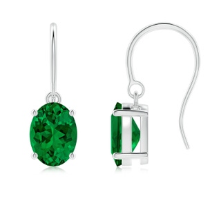 8x6mm Labgrown Lab-Grown Oval Emerald Solitaire Drop Earrings in 18K White Gold