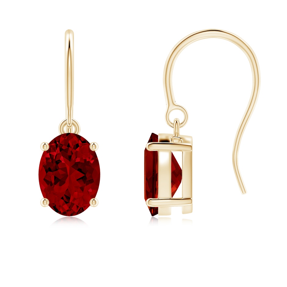 8x6mm Labgrown Lab-Grown Oval Ruby Solitaire Drop Earrings in Yellow Gold 