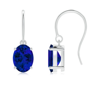 8x6mm Labgrown Lab-Grown Oval Blue Sapphire Solitaire Drop Earrings in P950 Platinum