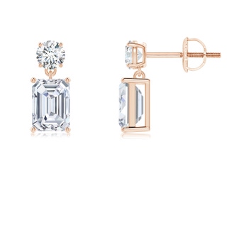 6.5x4.5mm FGVS Lab-Grown Emerald-Cut Diamond Drop Earrings in 9K Rose Gold