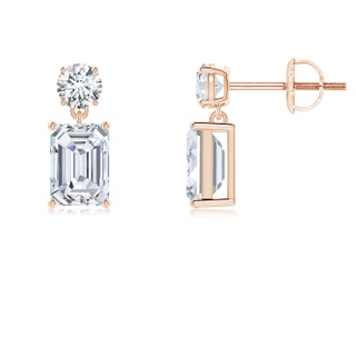 6.5x4.5mm FGVS Lab-Grown Emerald-Cut Diamond Drop Earrings in Rose Gold