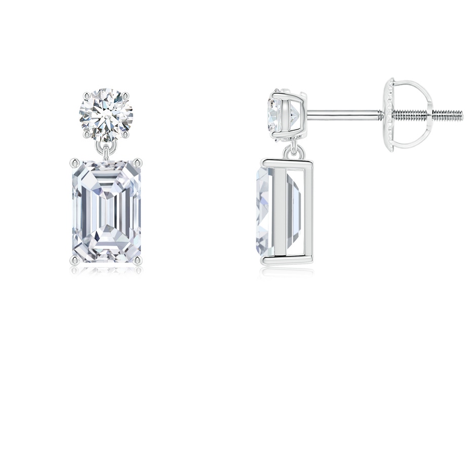 6x4mm FGVS Lab-Grown Emerald-Cut Diamond Drop Earrings in White Gold 