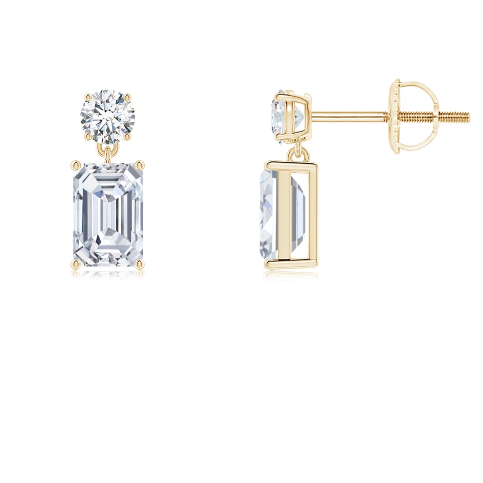 6x4mm FGVS Lab-Grown Emerald-Cut Diamond Drop Earrings in Yellow Gold 