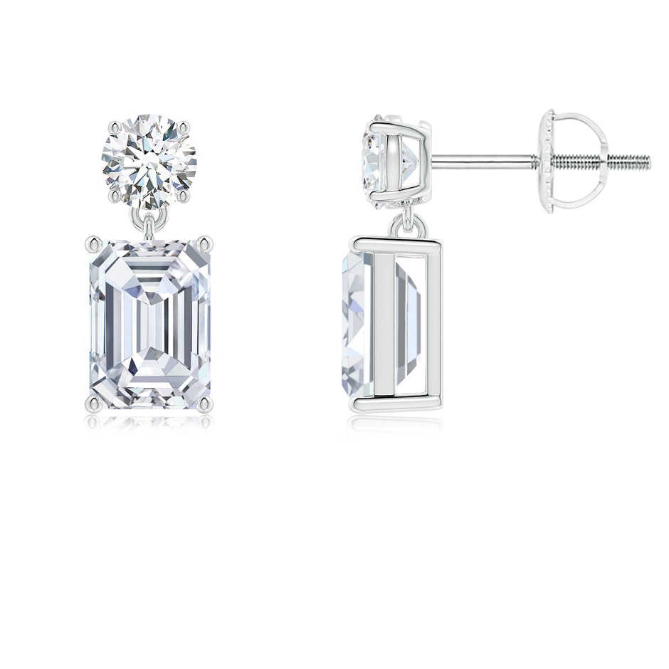 7x5mm FGVS Lab-Grown Emerald-Cut Diamond Drop Earrings in P950 Platinum 