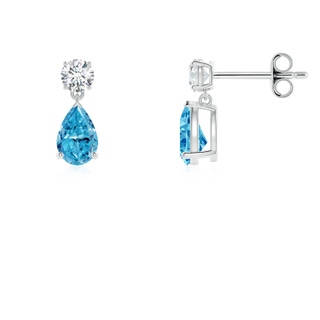 6x4mm Labgrown Pear-Shaped Lab-Grown Fancy Intense Blue Diamond Drop Earrings in P950 Platinum