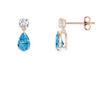 6x4mm Labgrown Pear-Shaped Lab-Grown Fancy Intense Blue Diamond Drop Earrings in Rose Gold