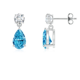 8x5mm Labgrown Pear-Shaped Lab-Grown Fancy Intense Blue Diamond Drop Earrings in White Gold